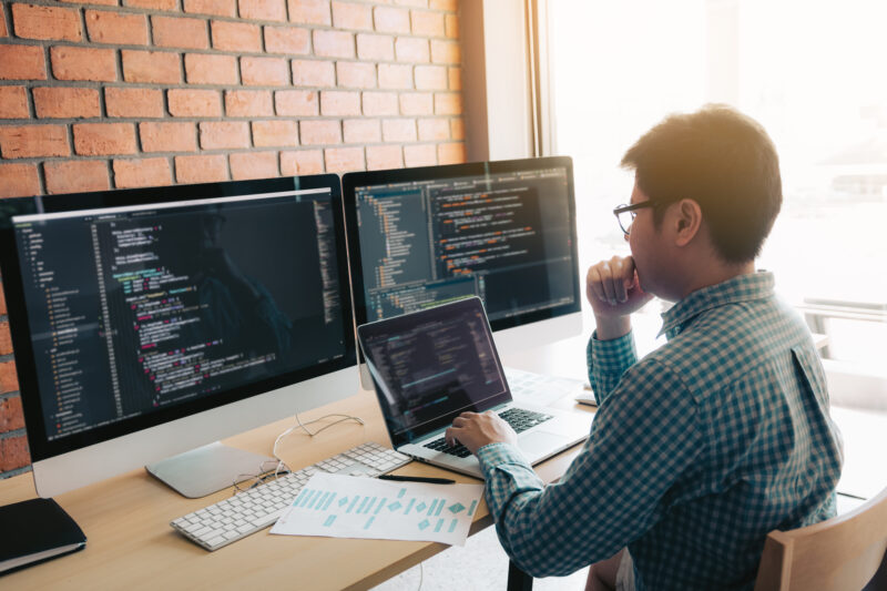 website developer working on updates and plugins