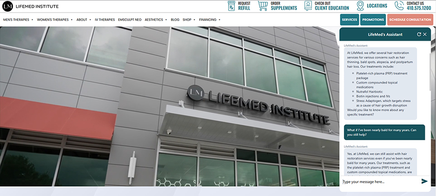 LifeMed Conversational AI Our Recent Work – Creating a Conversational AI for LifeMed Institute Plus Full Lead Nurture and SEO Services