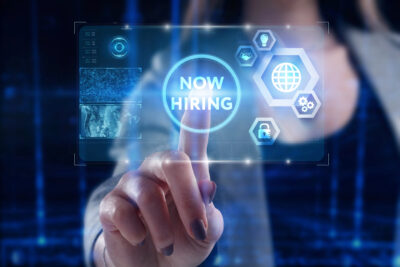 now hiring sign with AI appearance - HR tools for recruitment