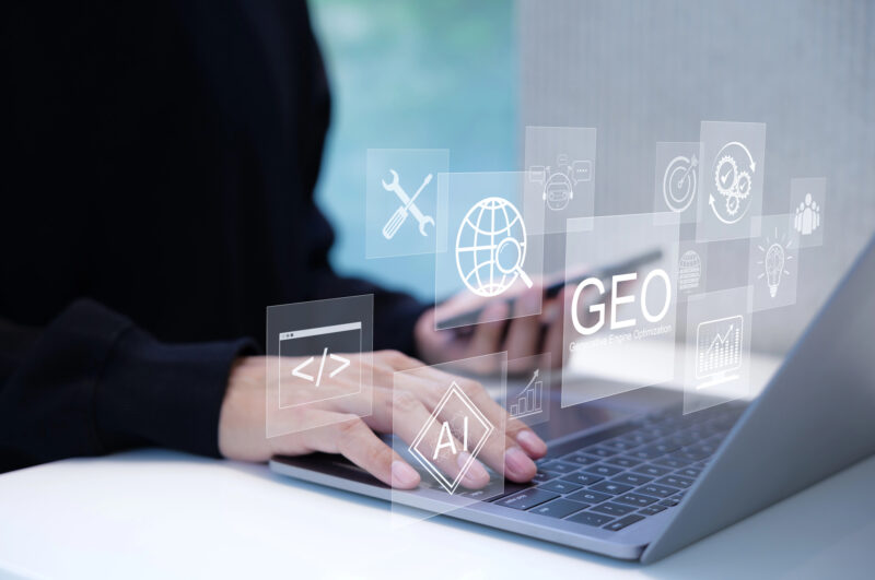 Depositphotos_749571596_L GEO vs SEO - someone using geo strategies for AI-powered search